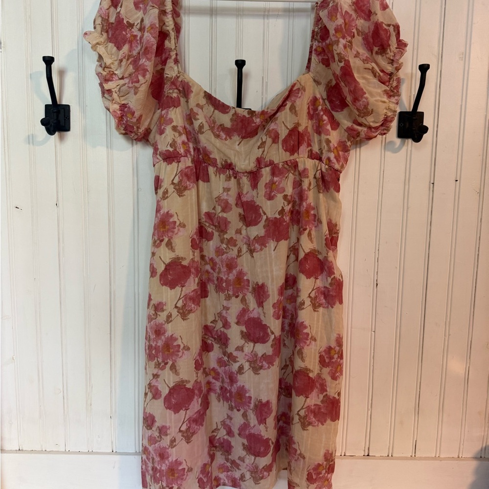 Liberty Love Cream Dress with Pink Floral Print